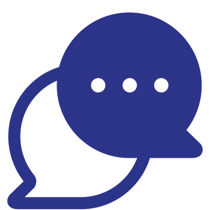 Pictogram of two overlapping speech bubbles.