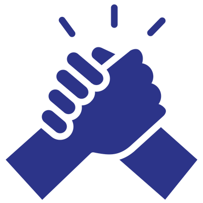 Pictogram of two hands clasping together familiarly.