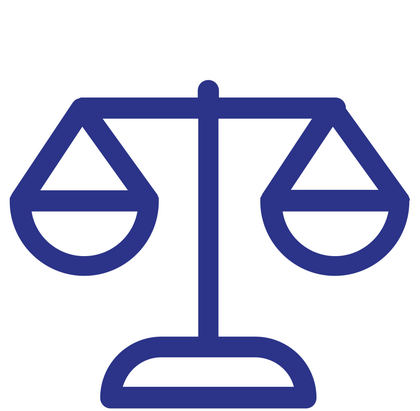 Pictogram of a pair of balancing scales.